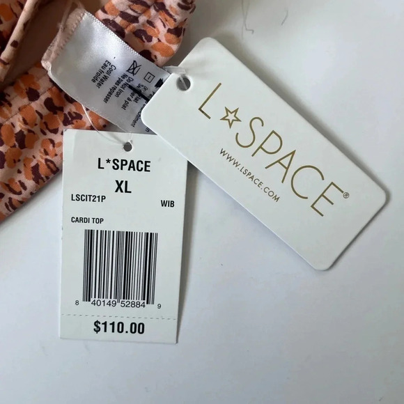 NWT Orange and Red Snakeskin pattern L'Space Cardi Swim Top Women Size XL - Picture 5 of 8